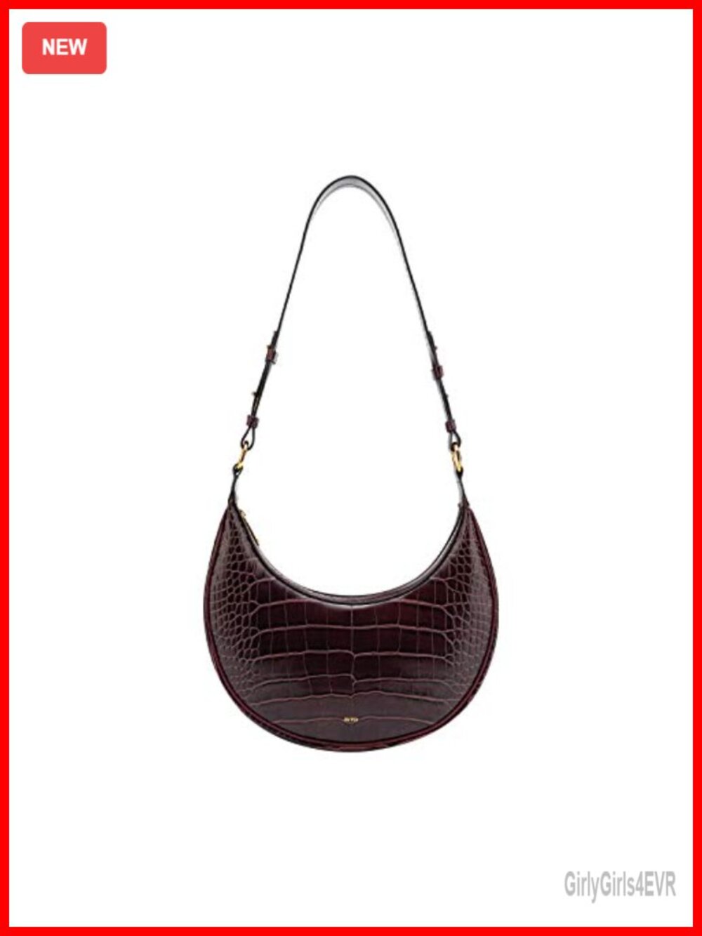 Vegan Leather Saddle Shoulder Bag Zip Closure Adjustable Strap